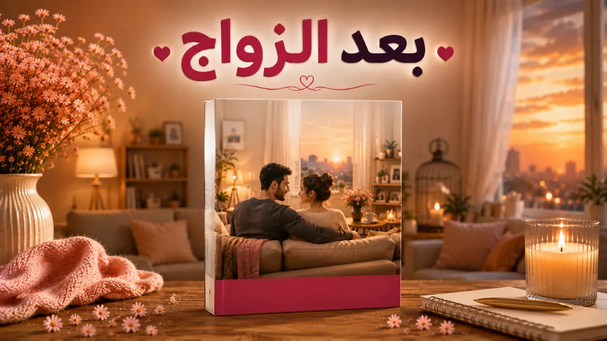 صورة فنية رمزية لزوجين يبدآن حياتهما معًا داخل بيت، ترمز إلى الانتقال من الحب إلى الحياة الزوجية اليومية.